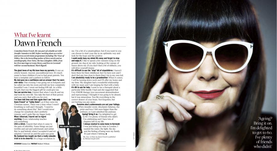 Dawn French in a magazine