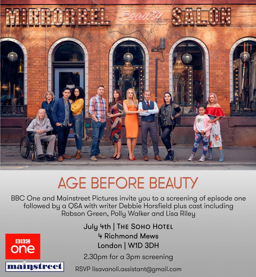The press launch invitation for BBC drama Age Before Beauty at the Soho Hotel