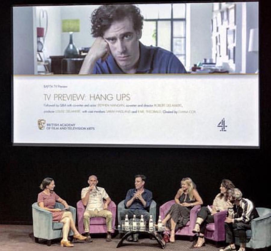 Emma Cox hosting the BAFTA Q&A at the launch of Channel 4 drama Hang Ups starring Stephen Mangan and Sarah Hadland